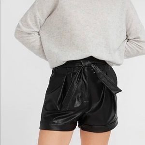 Express High Rise Faux Leather Shorts